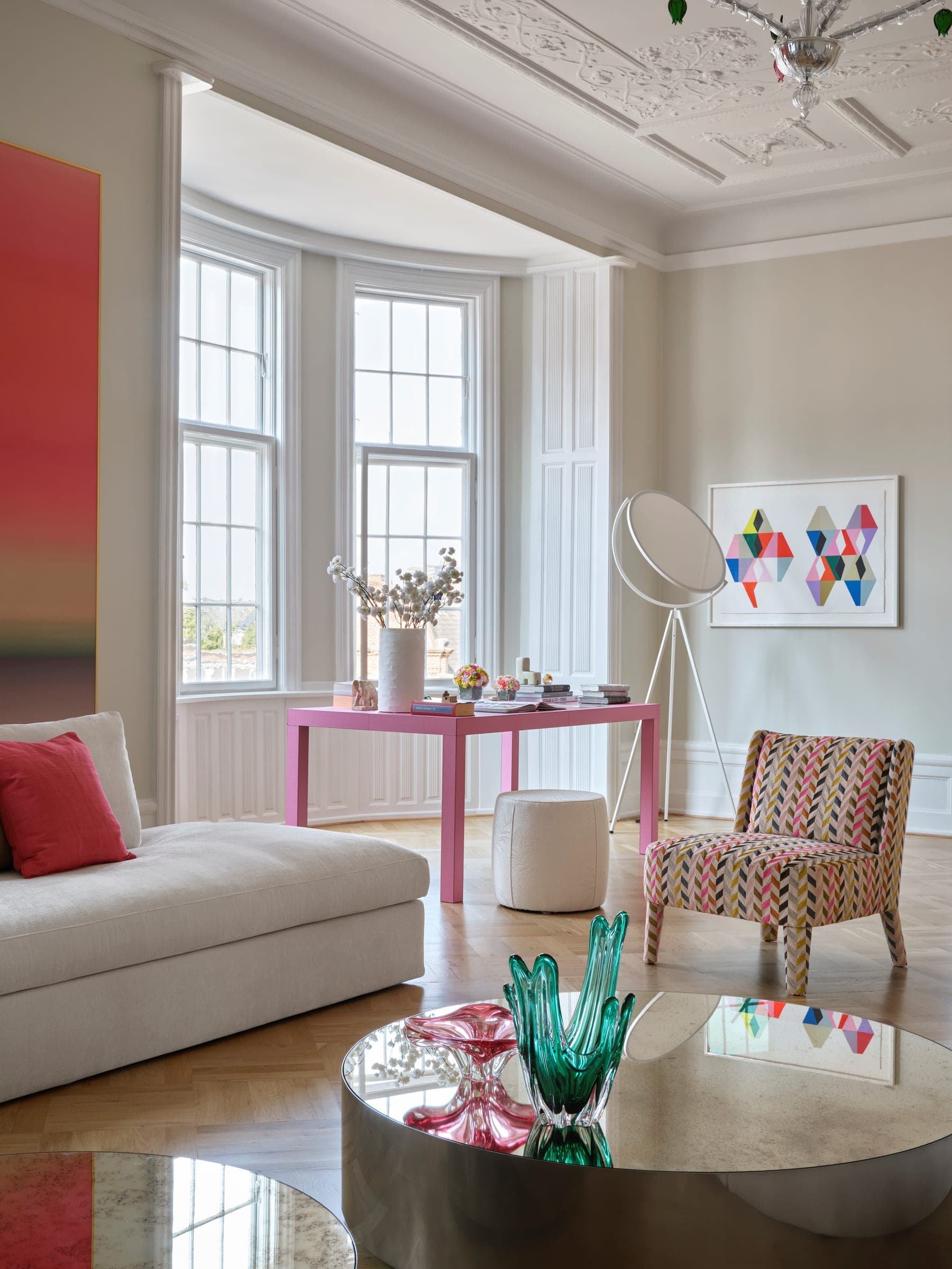 A light-filled living room furnished with independent design pieces