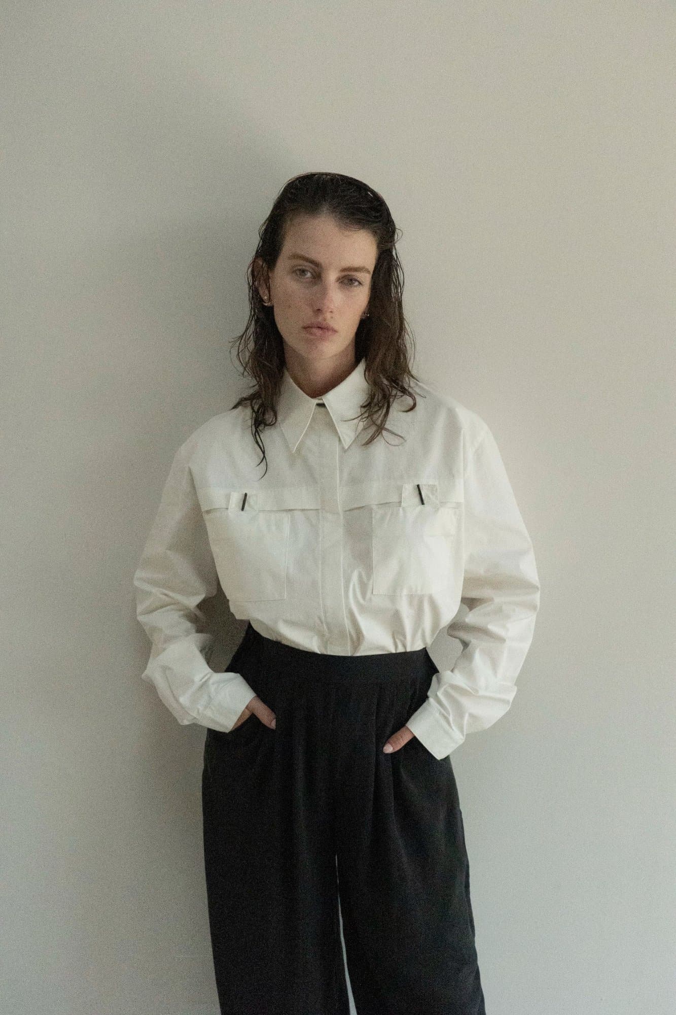 ARTYNOVA WHITE BLACK CERAMICS HANDMADE BUTTONS SHIRT — K M by L A N G E