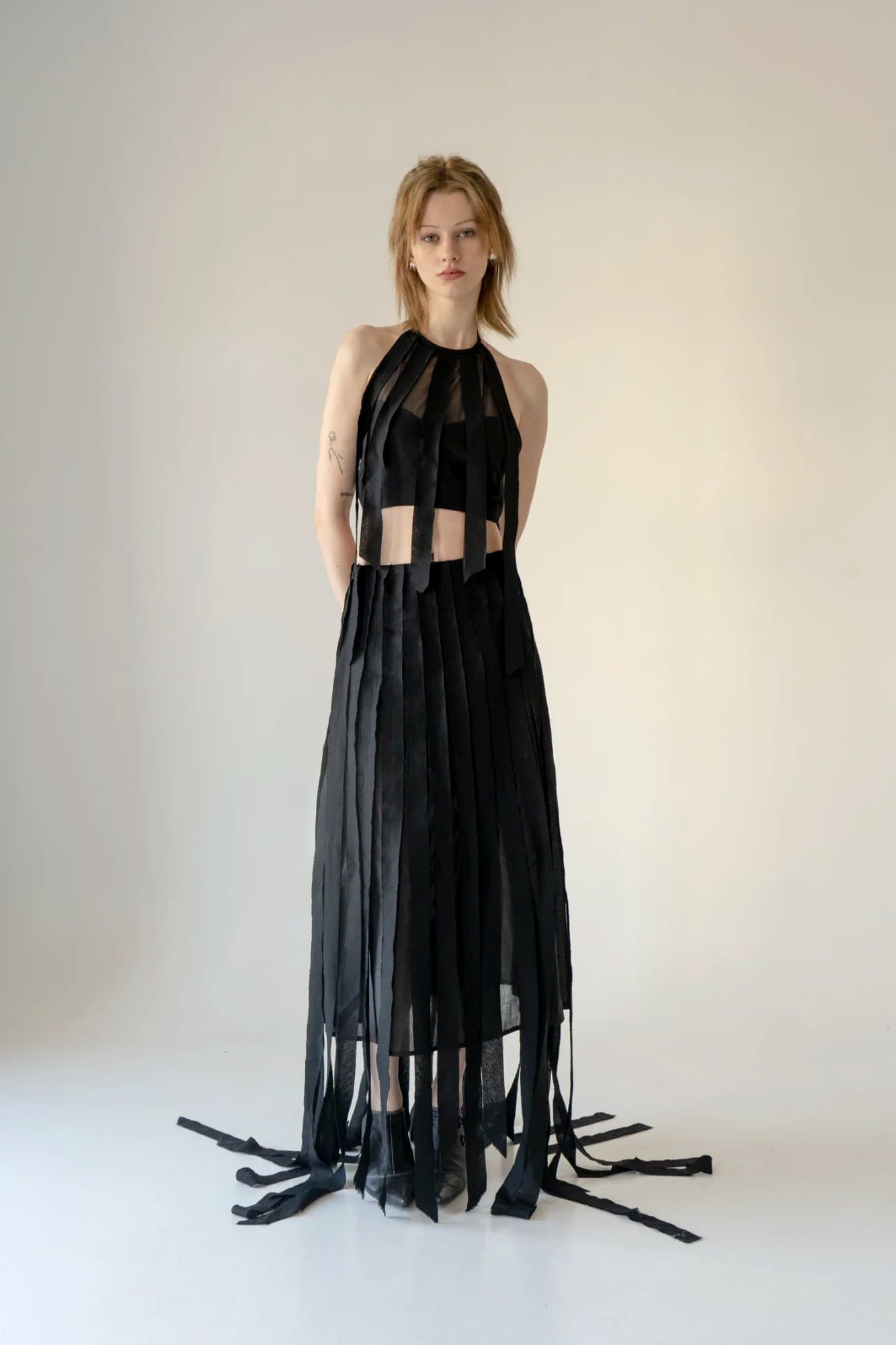 LAPSHA BLACK LINEN SKIRT — K M by L A N G E