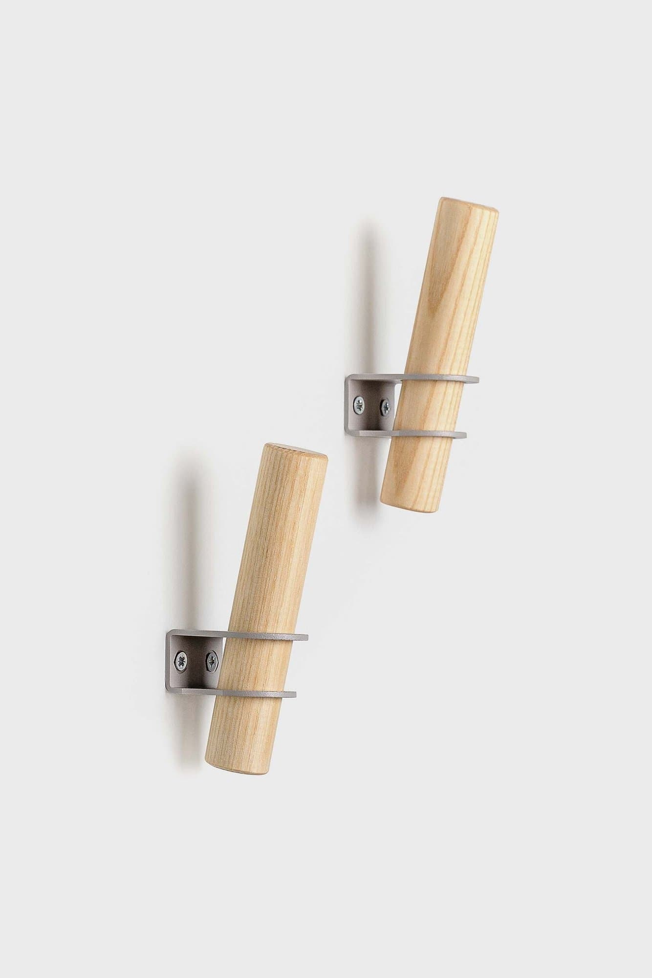 Torch Wooden Hook Rack 2pcs, grey