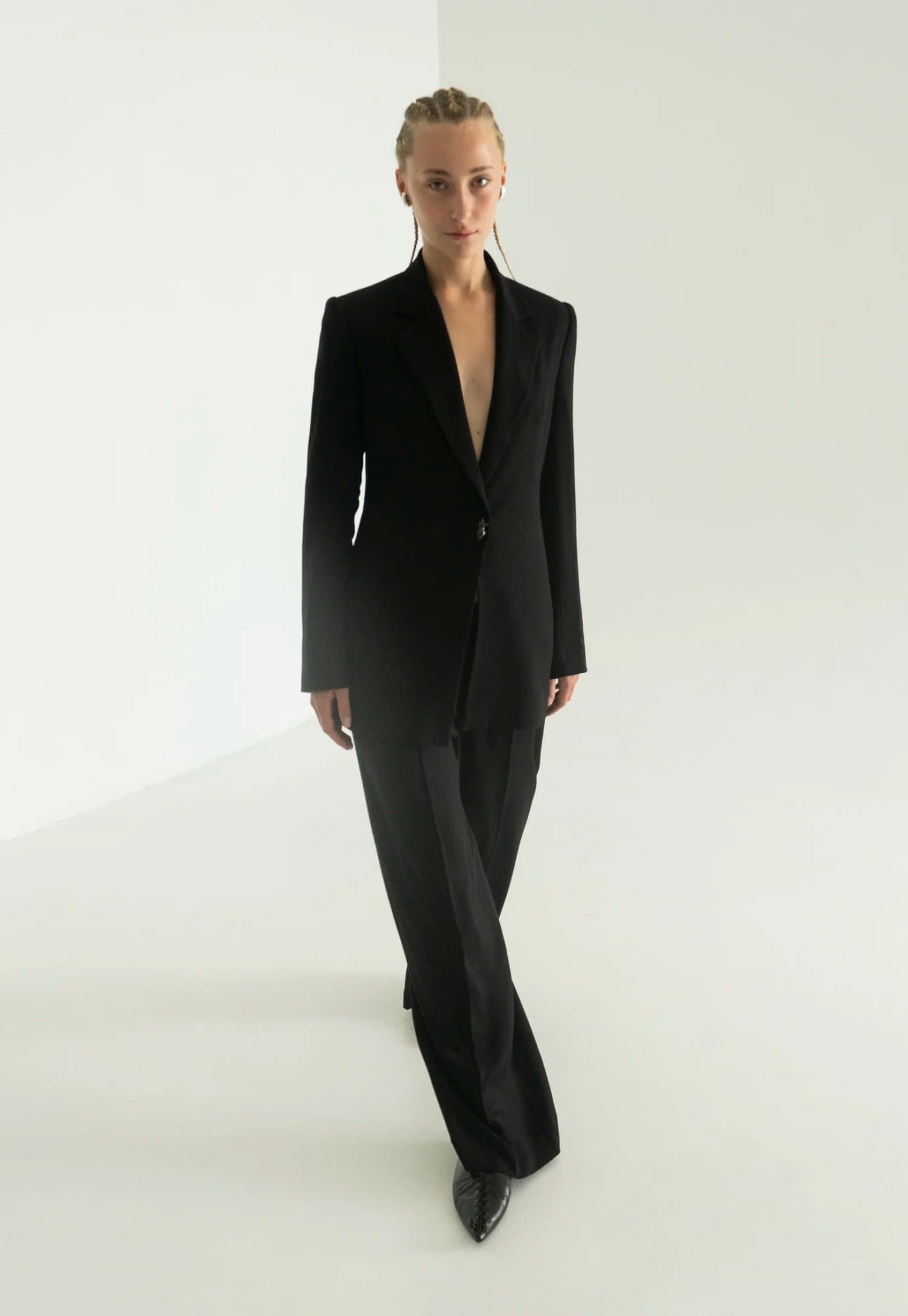 POLUNOCHNIK BLACK VISCOSE PANTS — K M by L A N G E