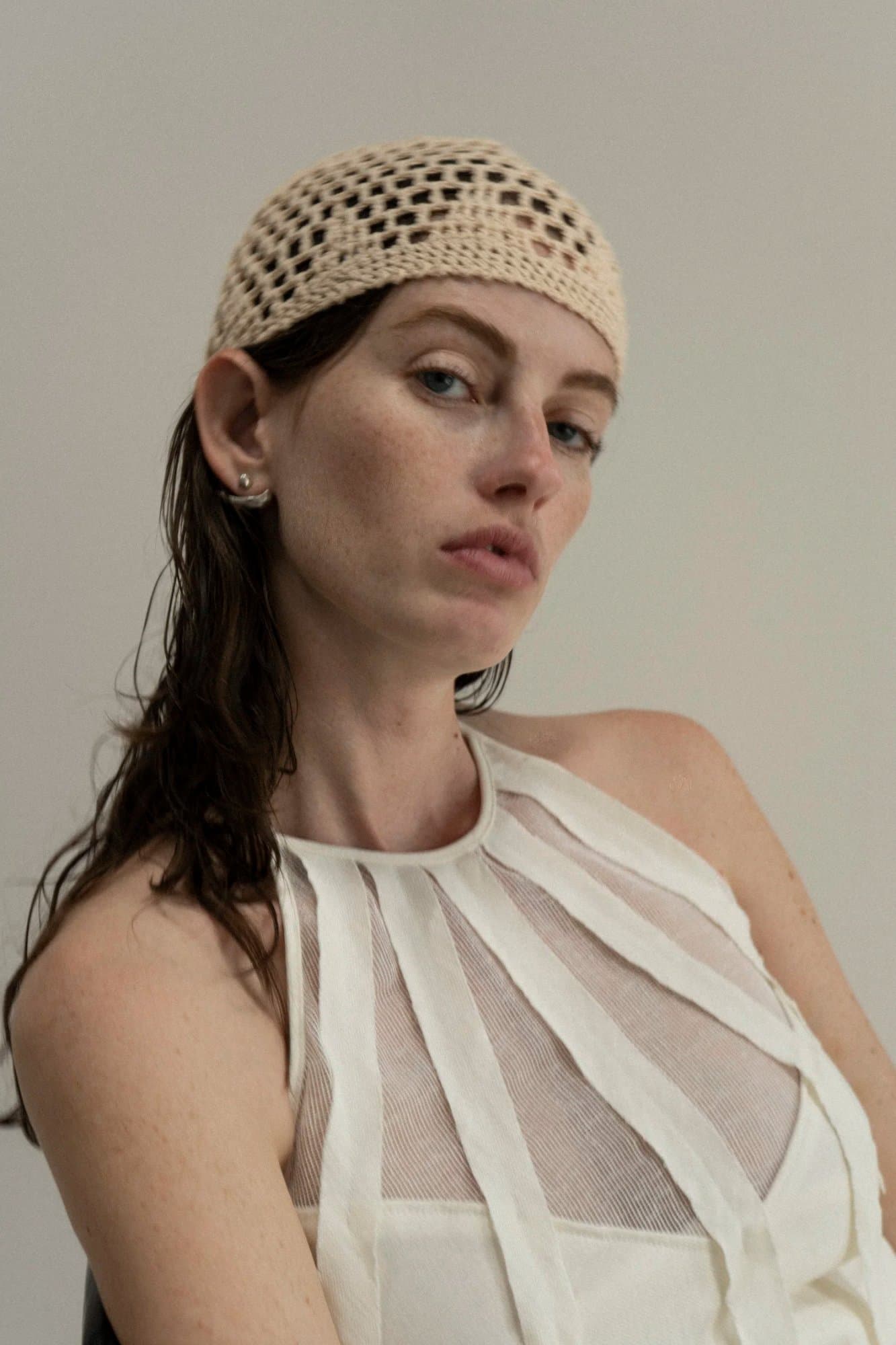 YAREMCHE POWDER HANDMADE CROCHET CAP — K M by L A N G E