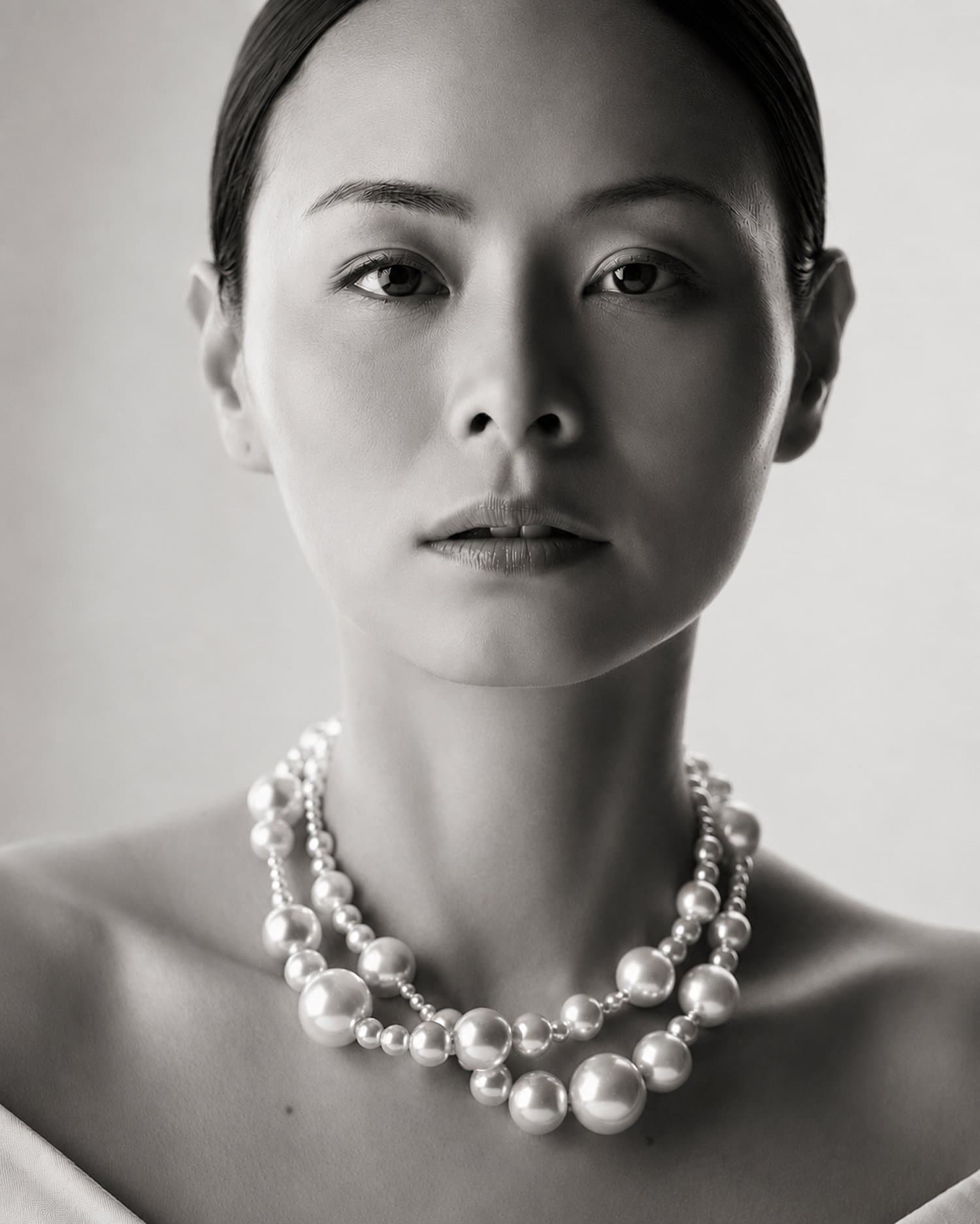 Cluster Double Strand Pearl Necklace