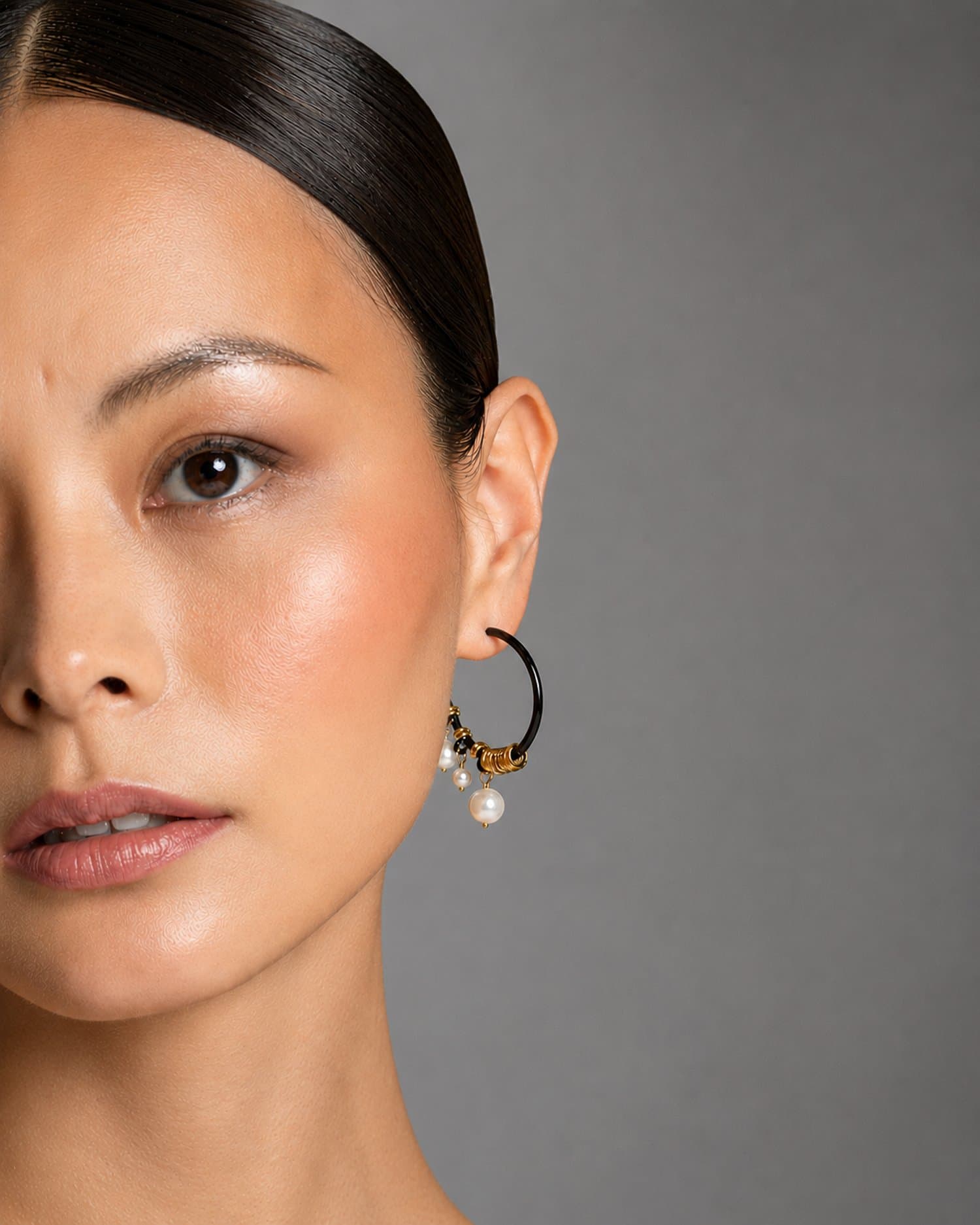 DENSITY Black Pearl Hoop Earrings