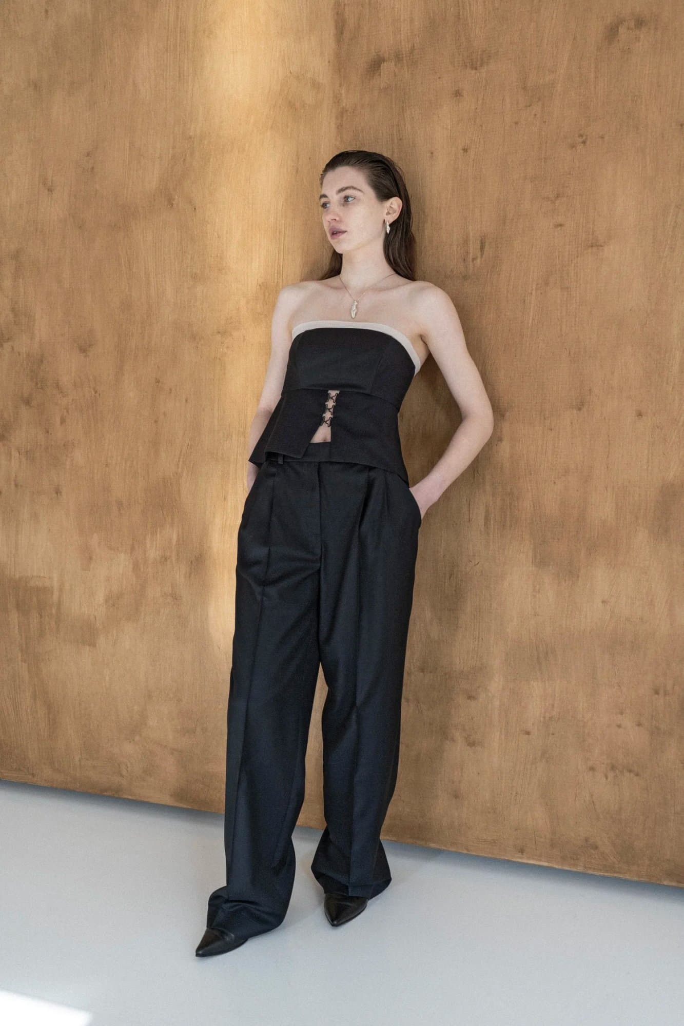 TEMRIAVA WOOL NAVY TROUSERS — K M by L A N G E