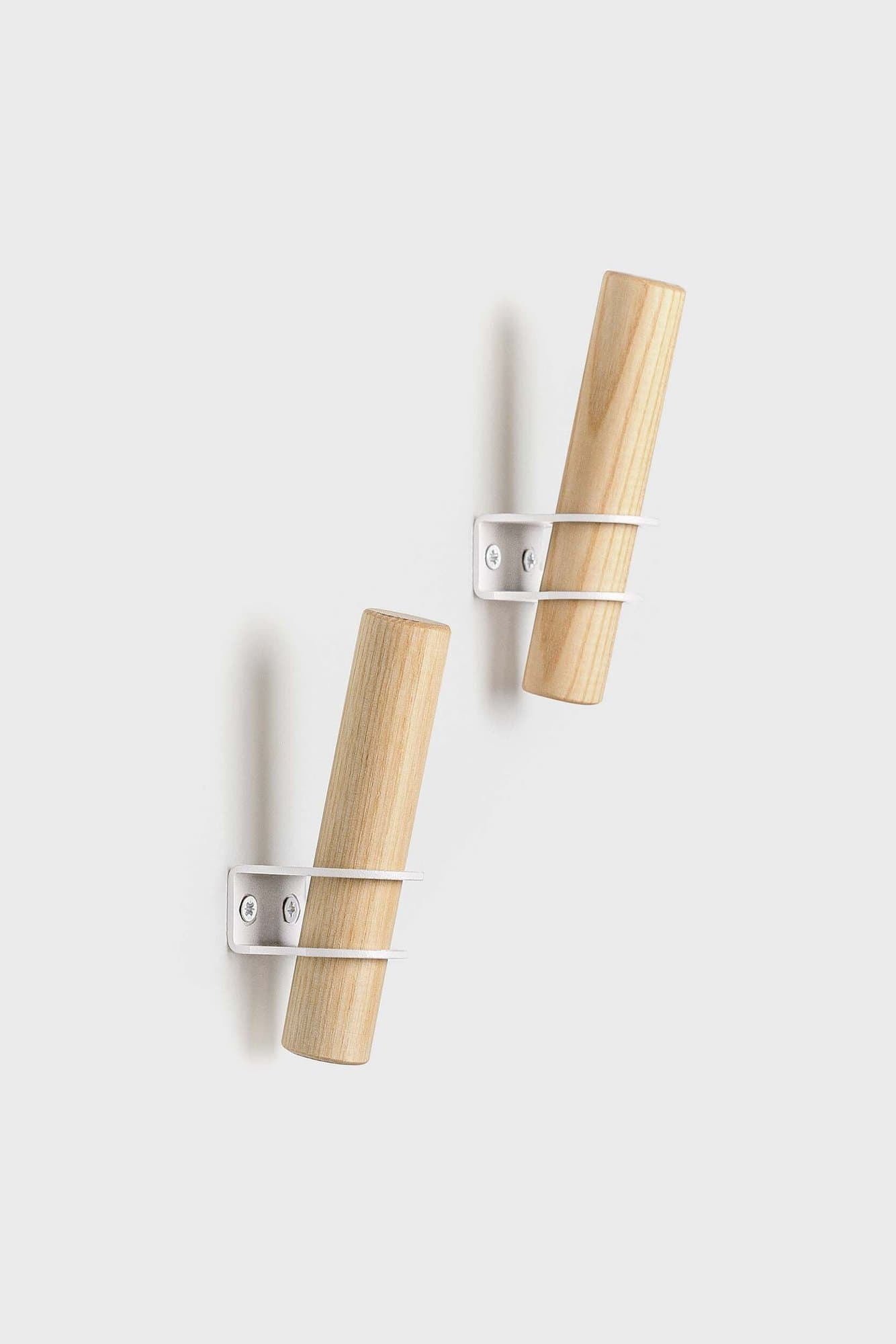 Torch Wooden Hook Rack 2pcs, white