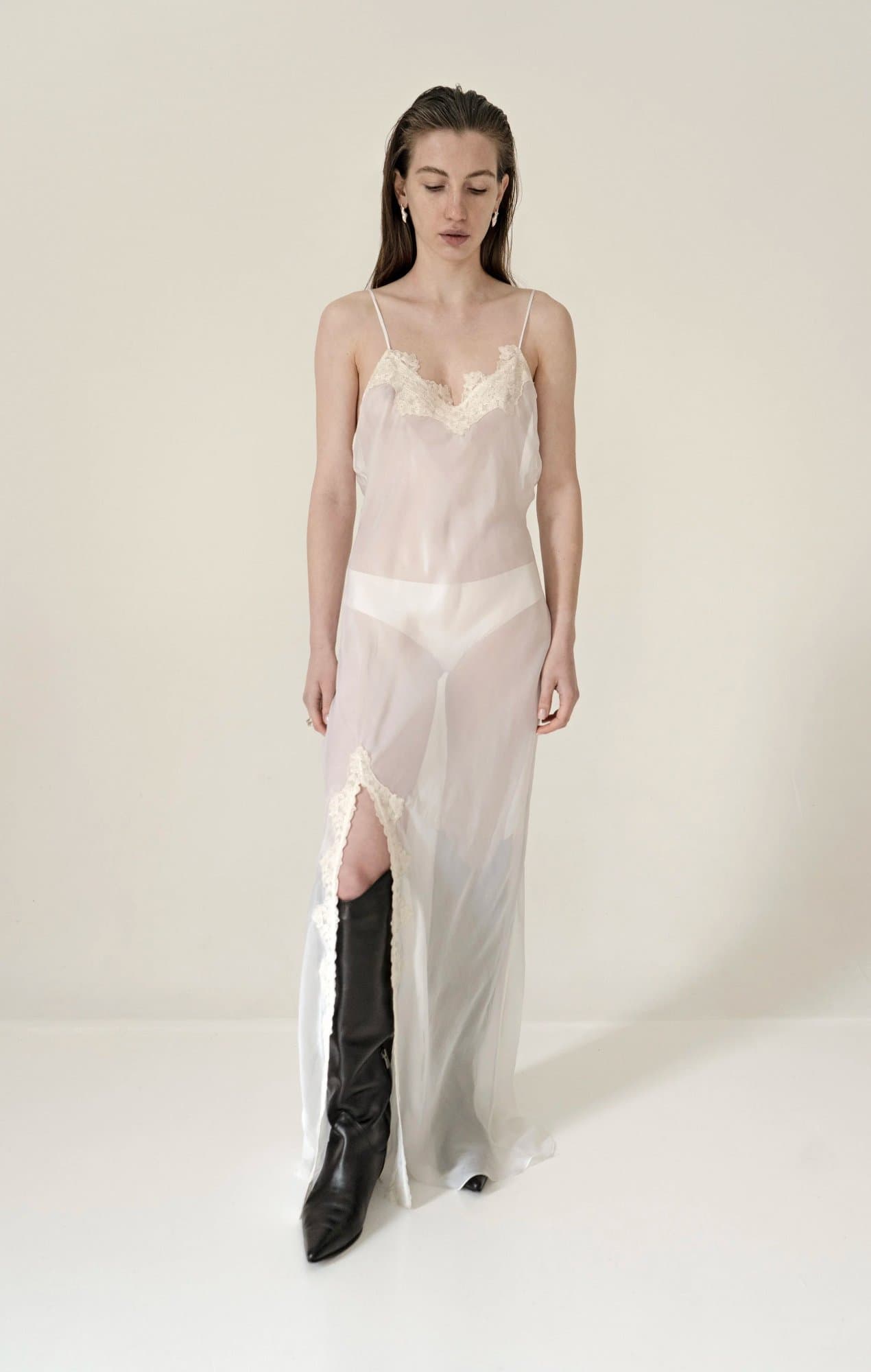 Nichnushka Pure Silk Long Lace dress — K M by L A N G E