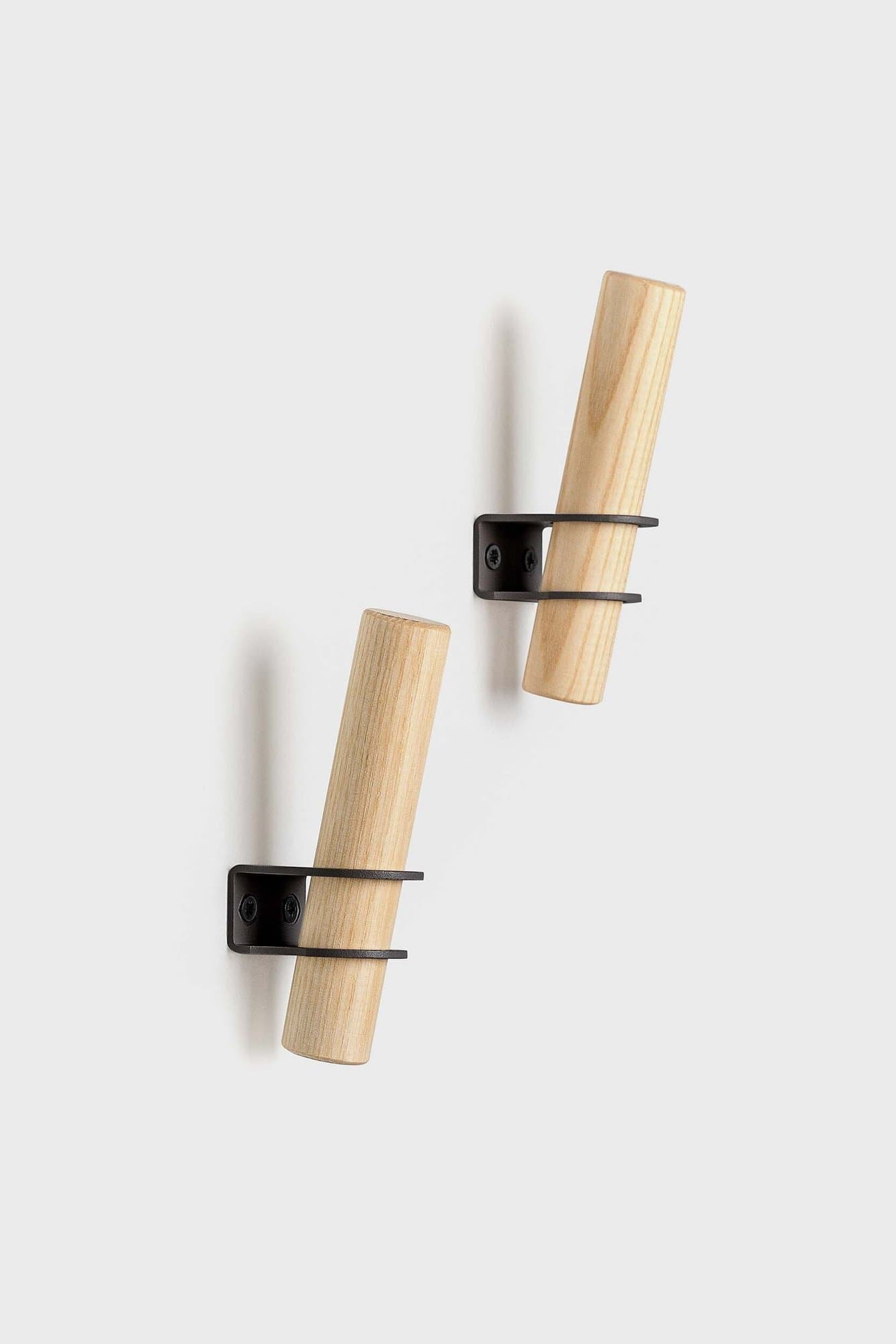 Torch Wooden Hook Rack 2pcs, black