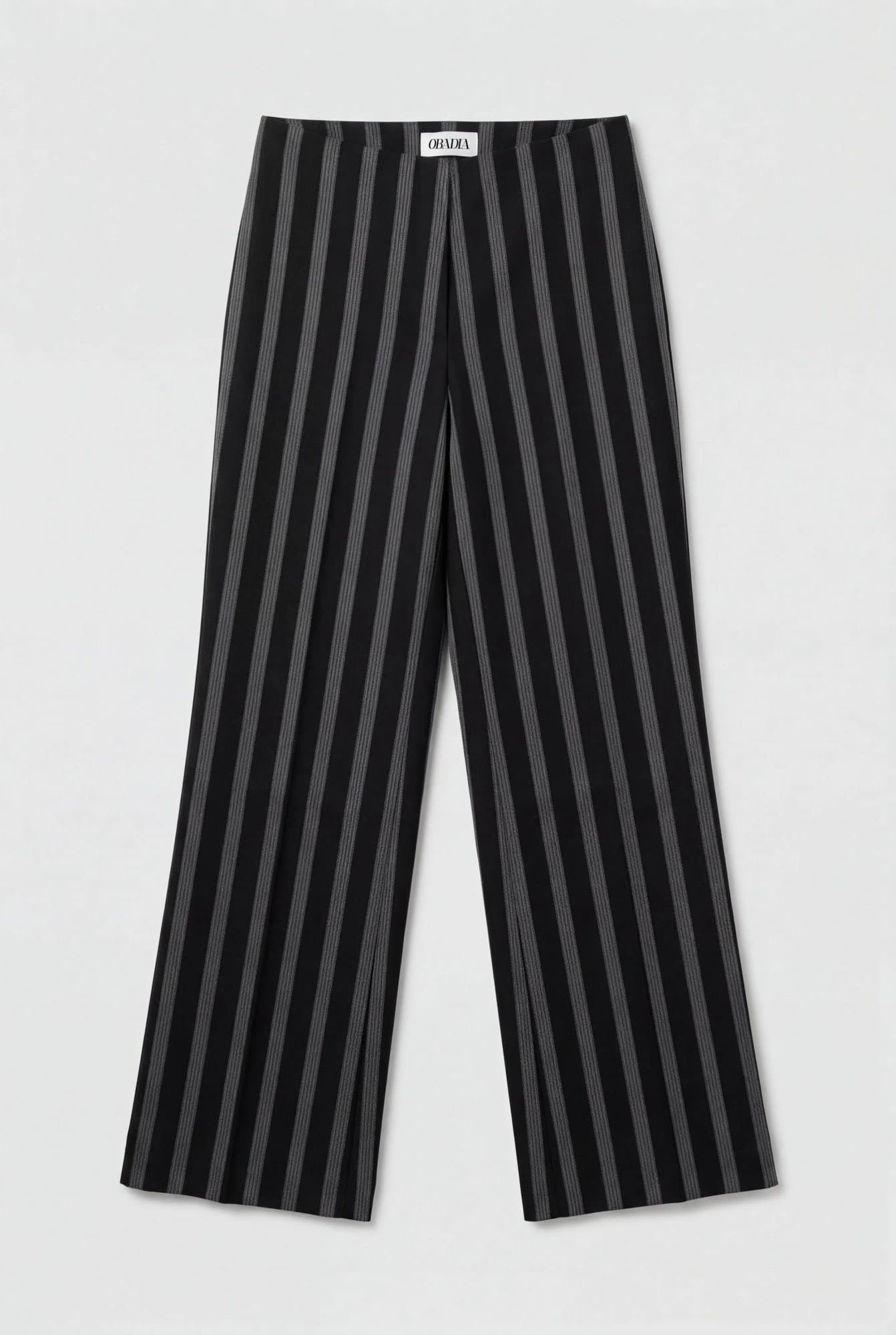 Victoria Trousers - Low-Waist Striped Wool Trousers