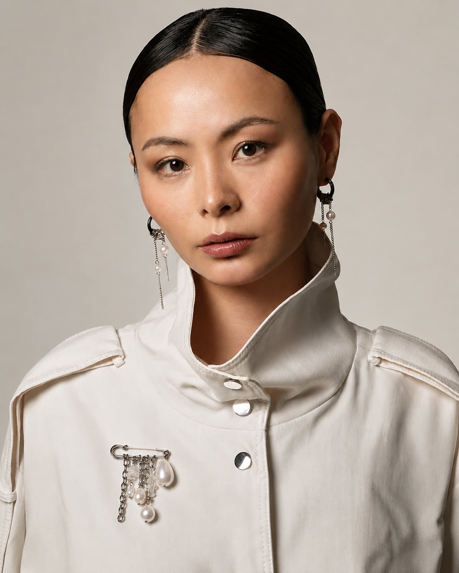 Fragment Pearl & Quartz Brooch
