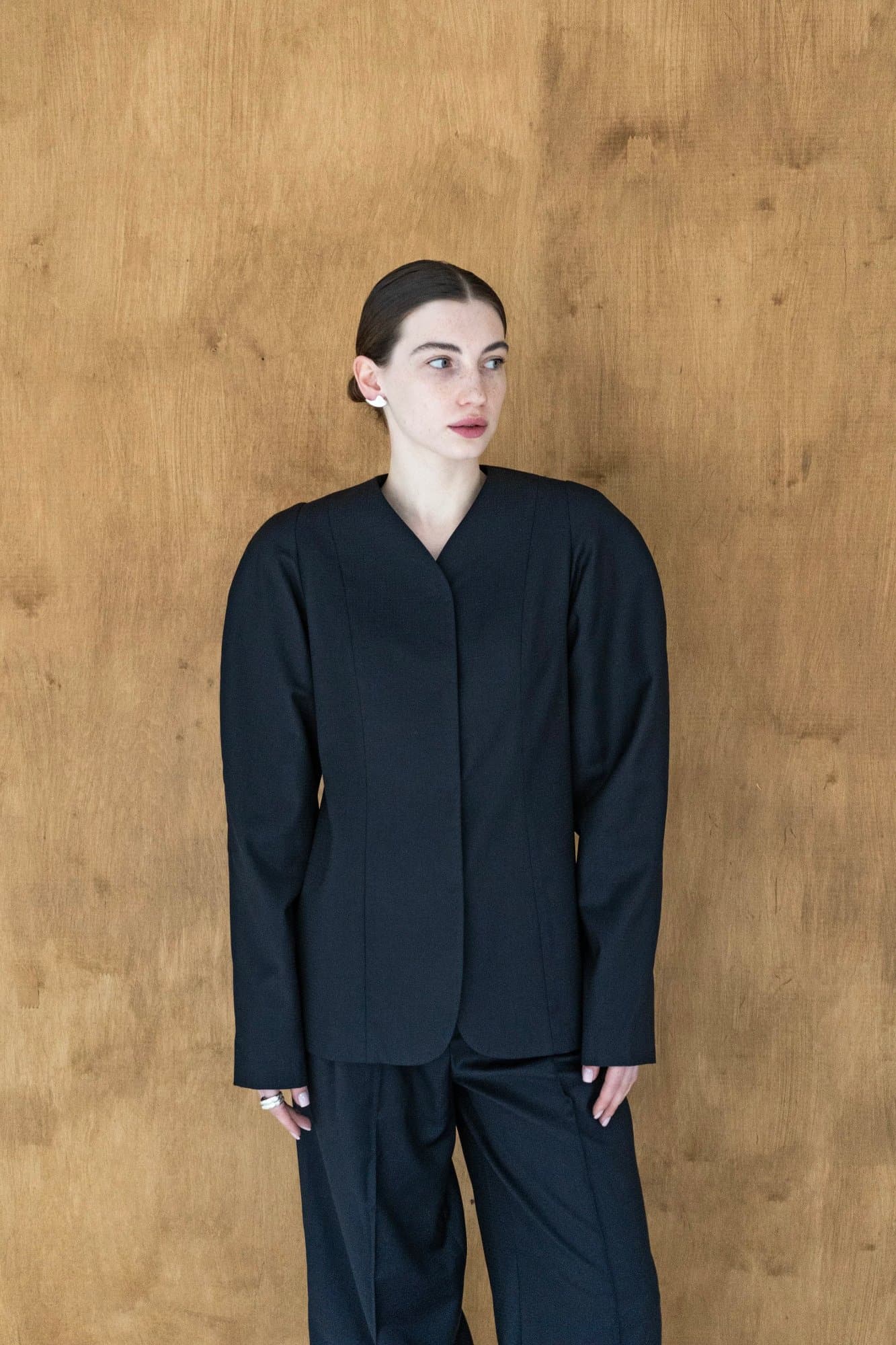 TEMRIAVA MINIMALIST WOOL JACKET — K M by L A N G E