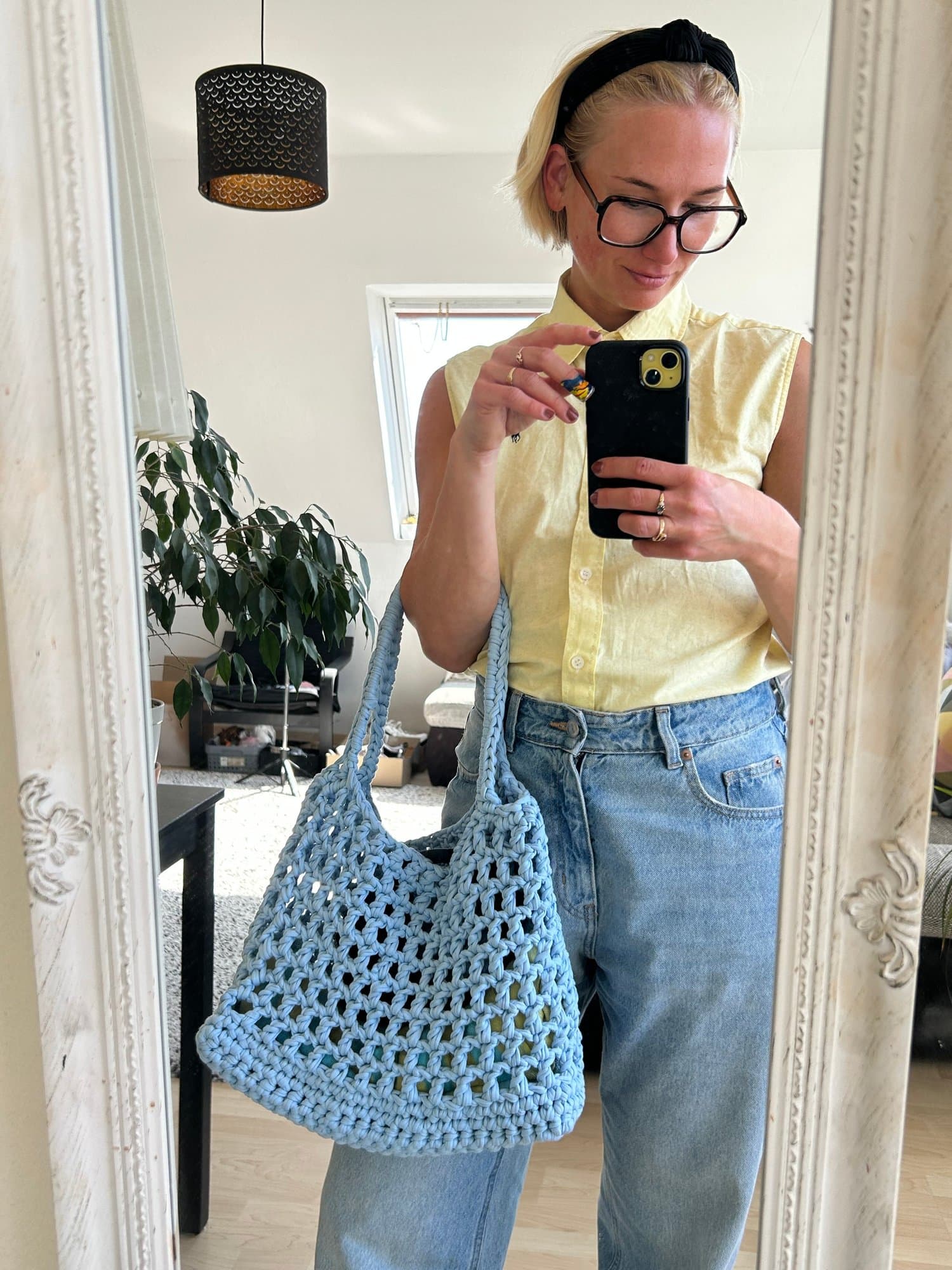 Baby Blue Crochet Tote Bag