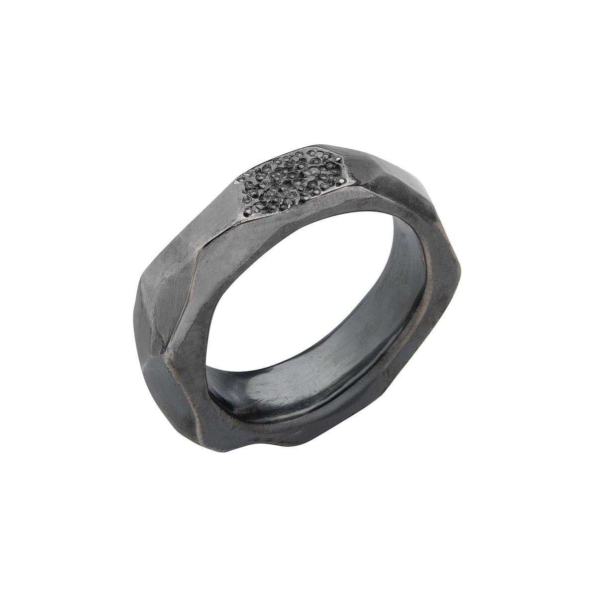 Faceted Oxidised Diamond Ring