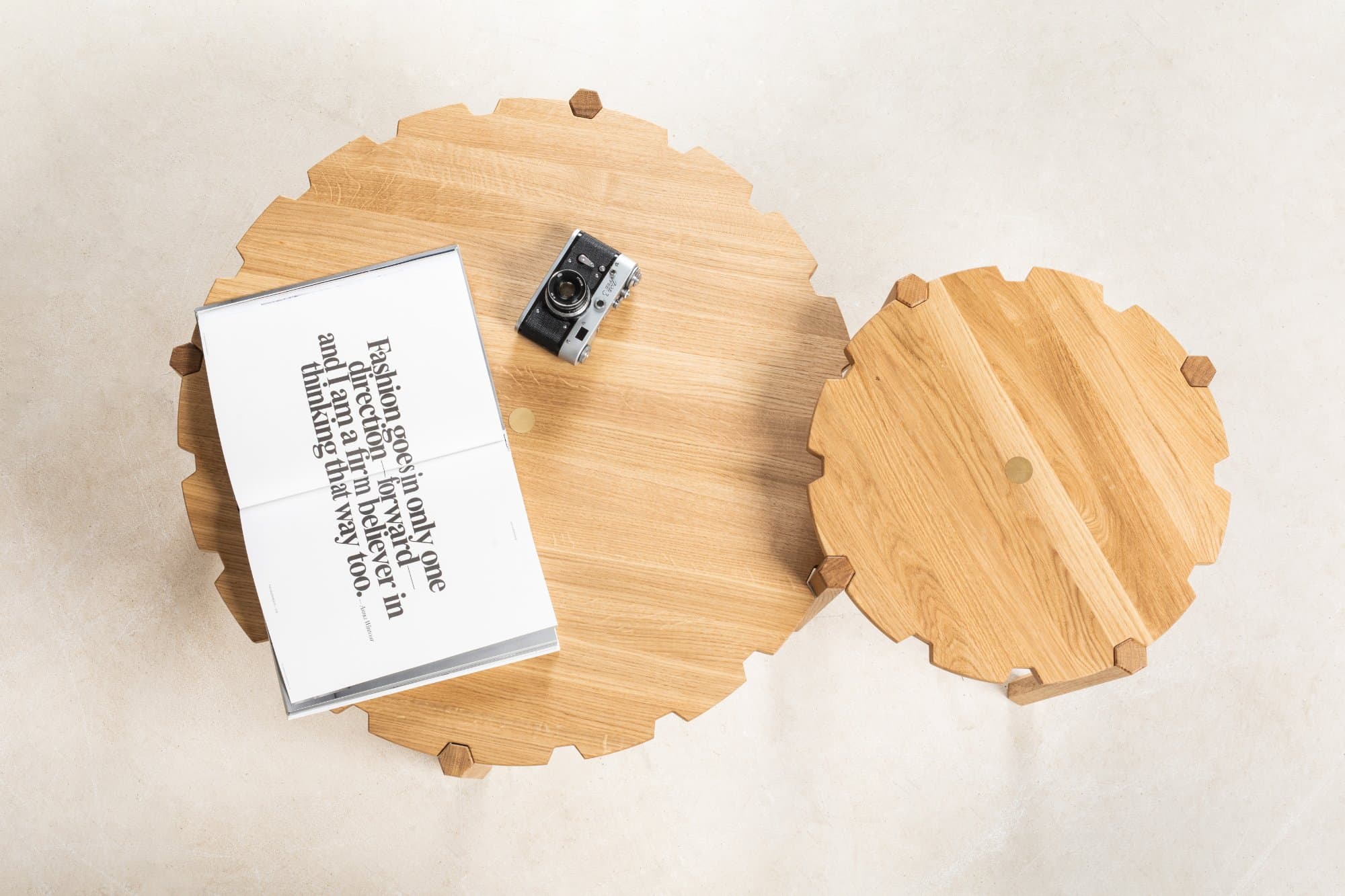 Pinion Side Table D50cm in Oak photo 3