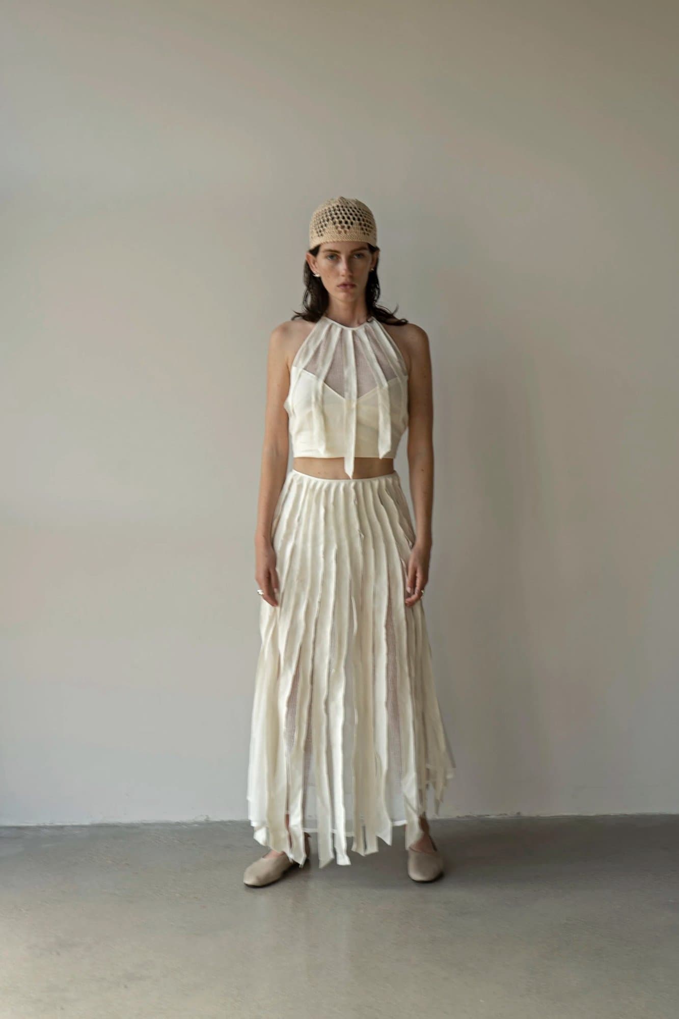 LAPSHA WHITE LINEN TOP — K M by L A N G E