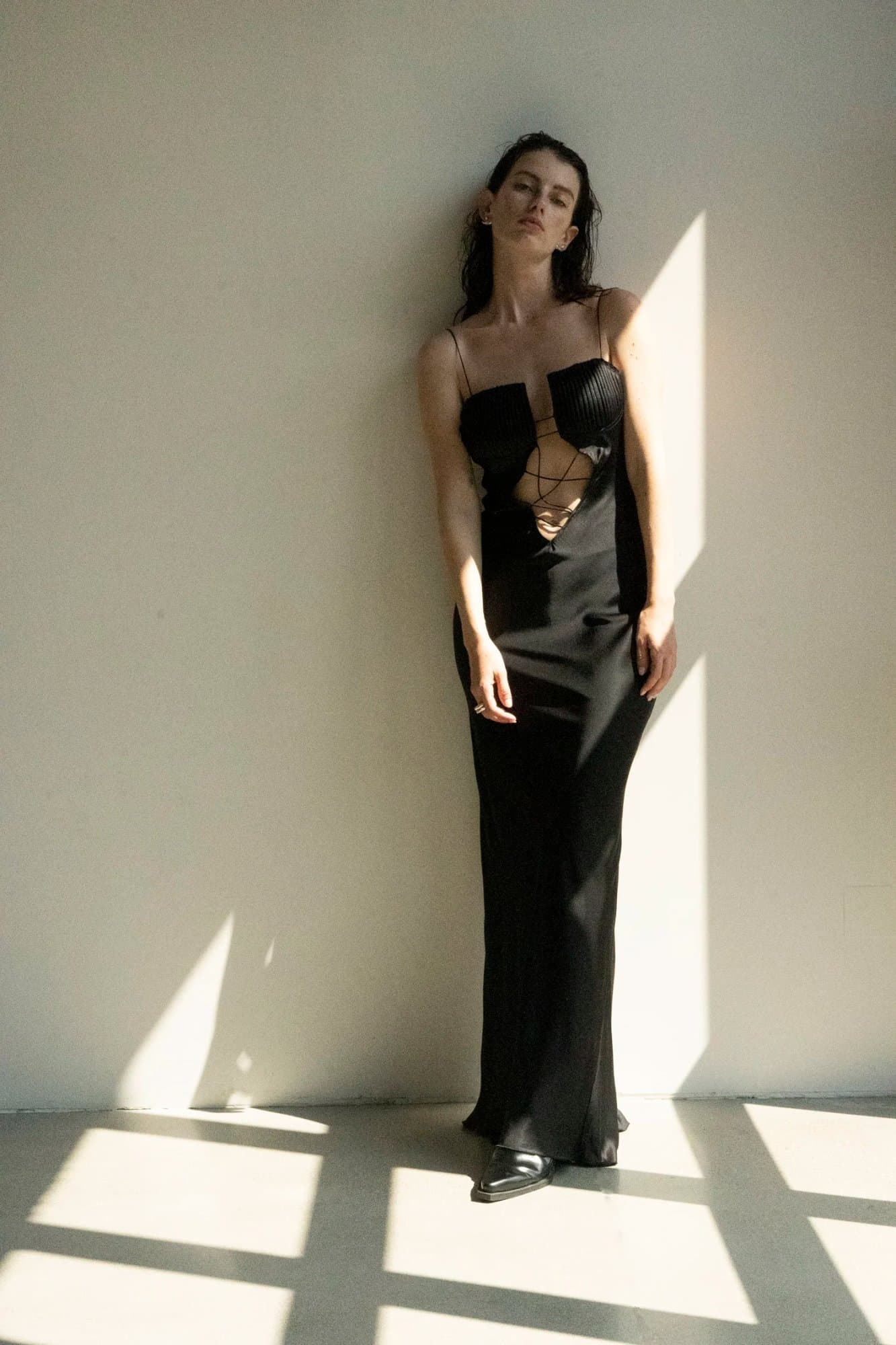 UKRAINE VICTORY BLACK VISCOSE LONG DRESS — K M by L A N G E