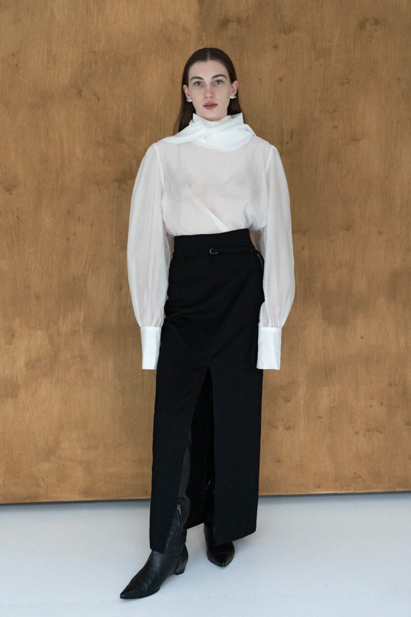 CHERNOZEM BLACK PENCIL CASHMERE SKIRT — K M by L A N G E