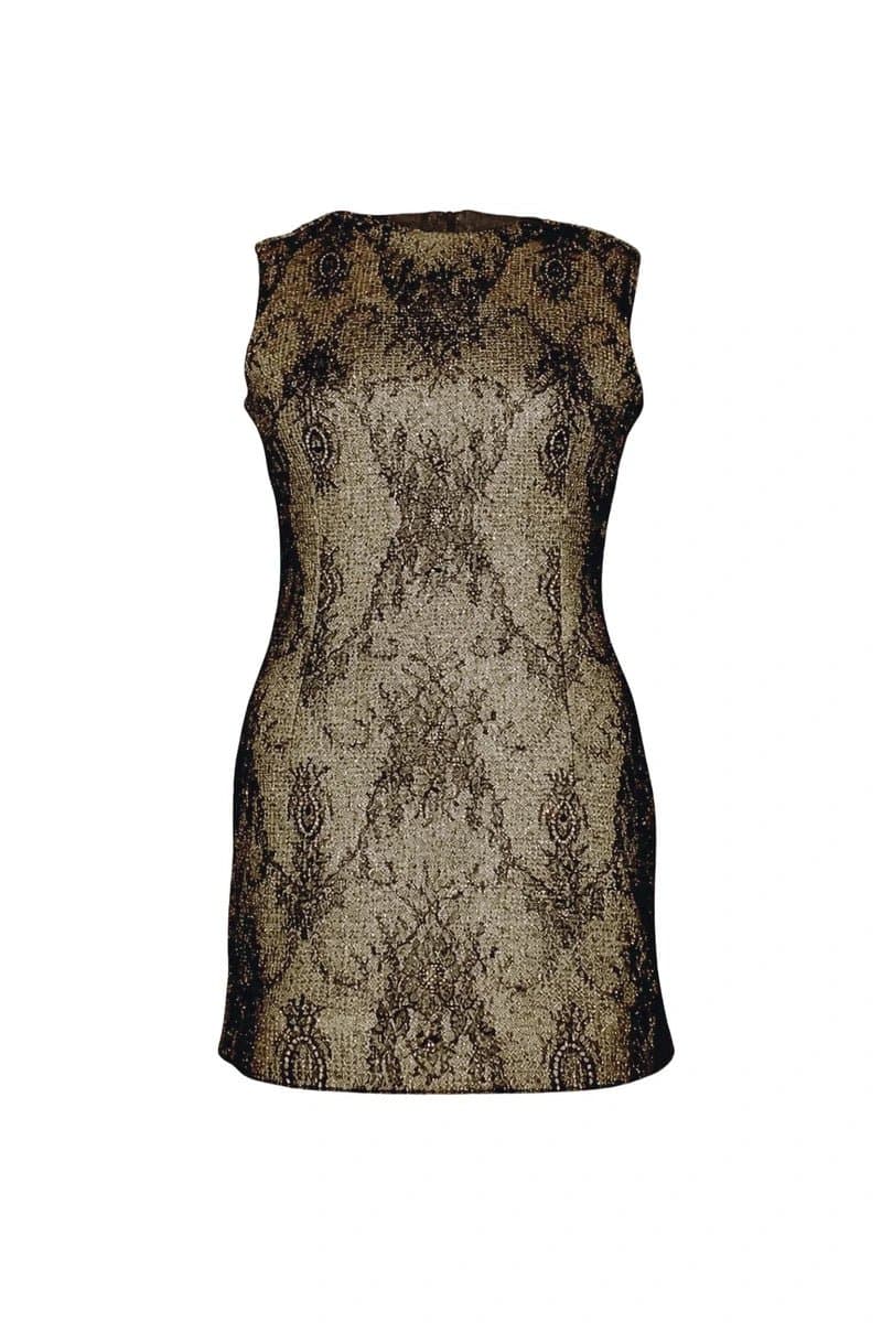 GOLD LACE LAYER Mini Dress