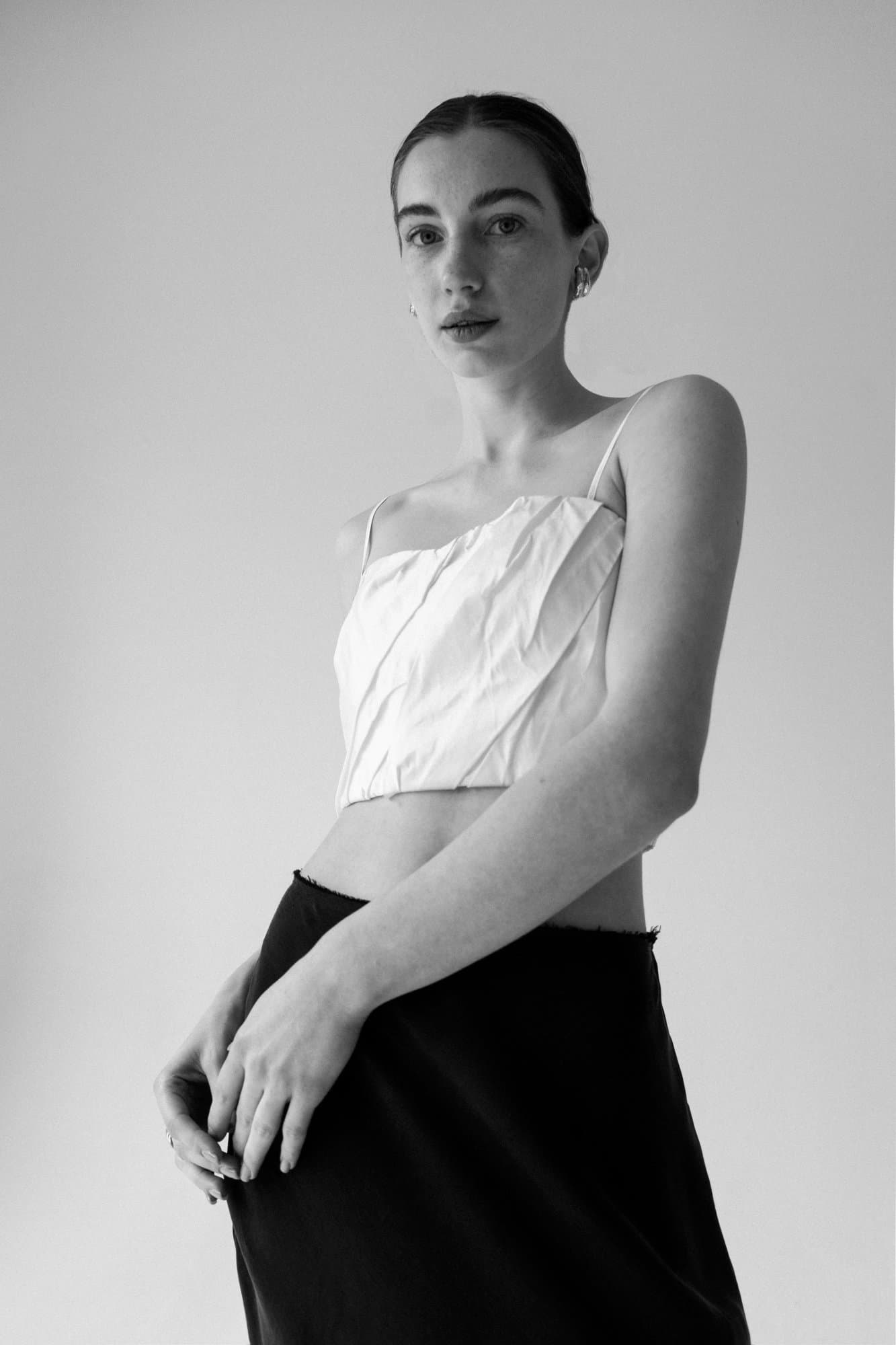 PERSHYI SNIG SILK DRAPED CROP TOP — K M by L A N G E