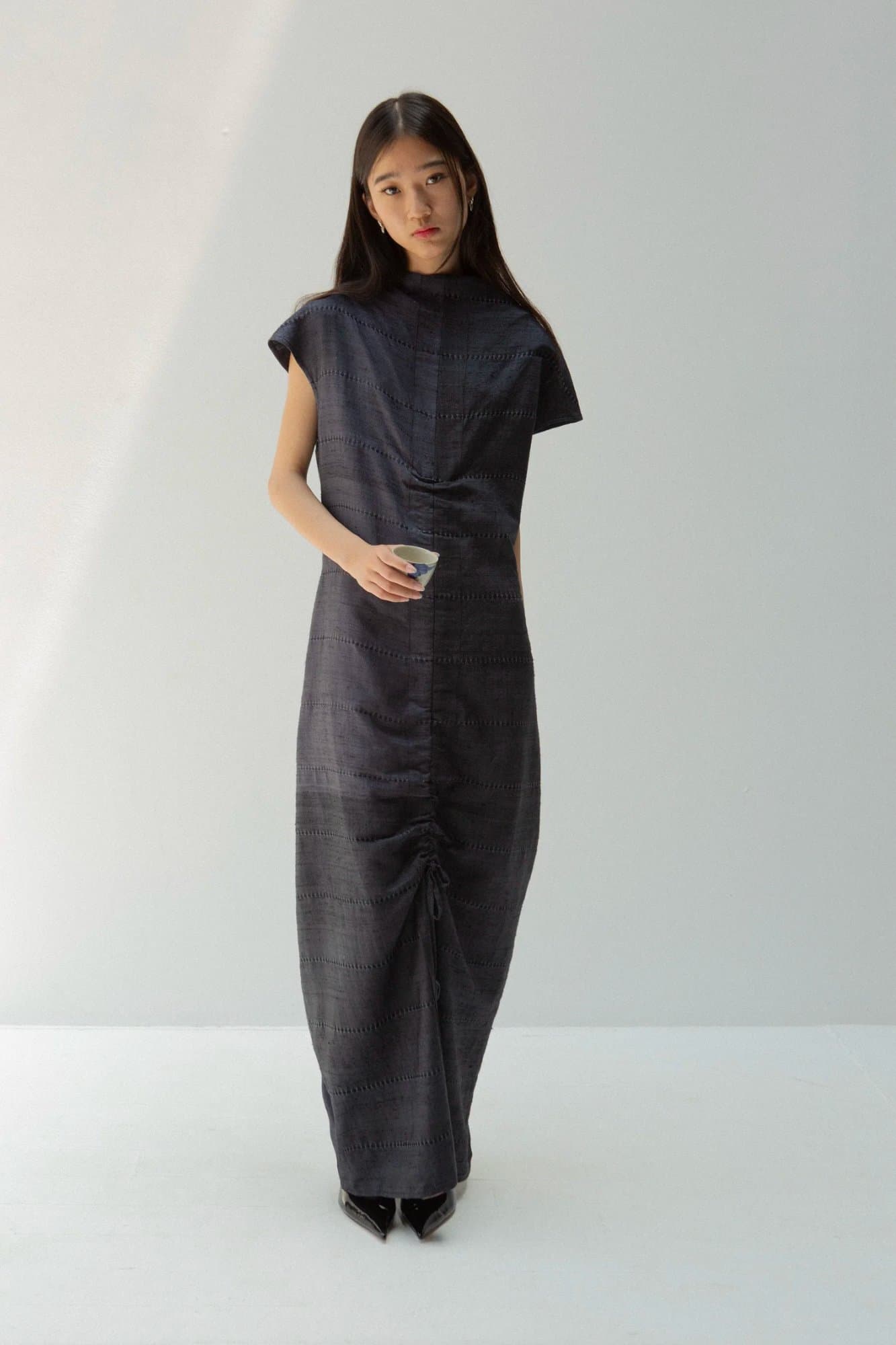 SILK INDIGO BALLOON DRESS — K M by L A N G E